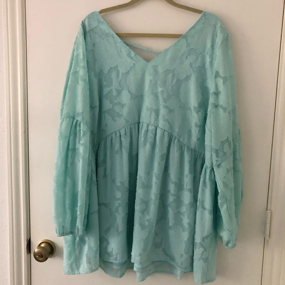 Floral Detail Blue Blouse | NWOT PLUS